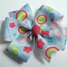 Light Blue Frog Pinwheel Bow