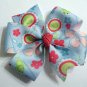 Light Blue Frog Pinwheel Bow