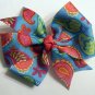 Blue Paisley Pinwheel Bow
