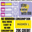 Mas Movil 3G Data Sim card for Spain with 20€ credit