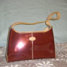 Burgundy and tan purse