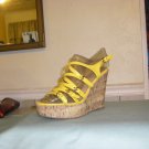 Yellow high-heeled sandals