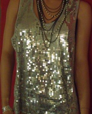 Silver sequinned T-shirt
