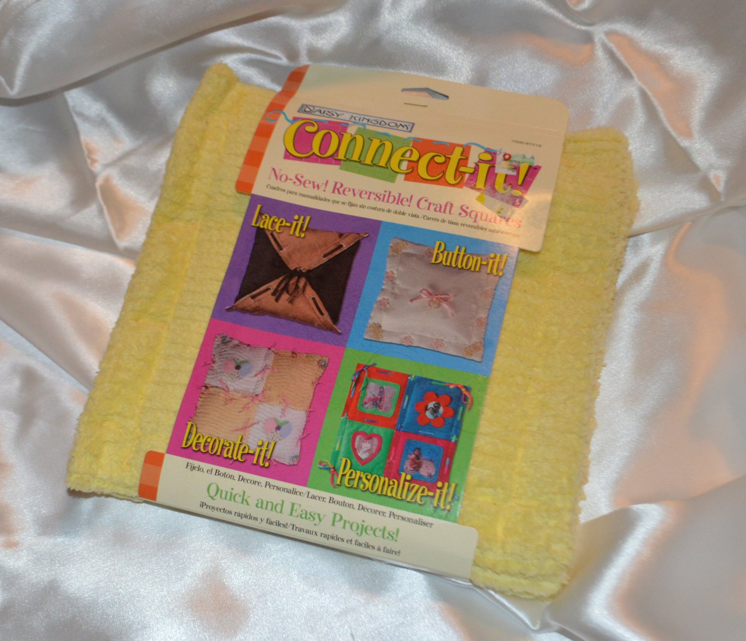 Daisy Kingdom Connect-it No-Sew Reversible Craft Squares Yellow Terry Cloth Butt