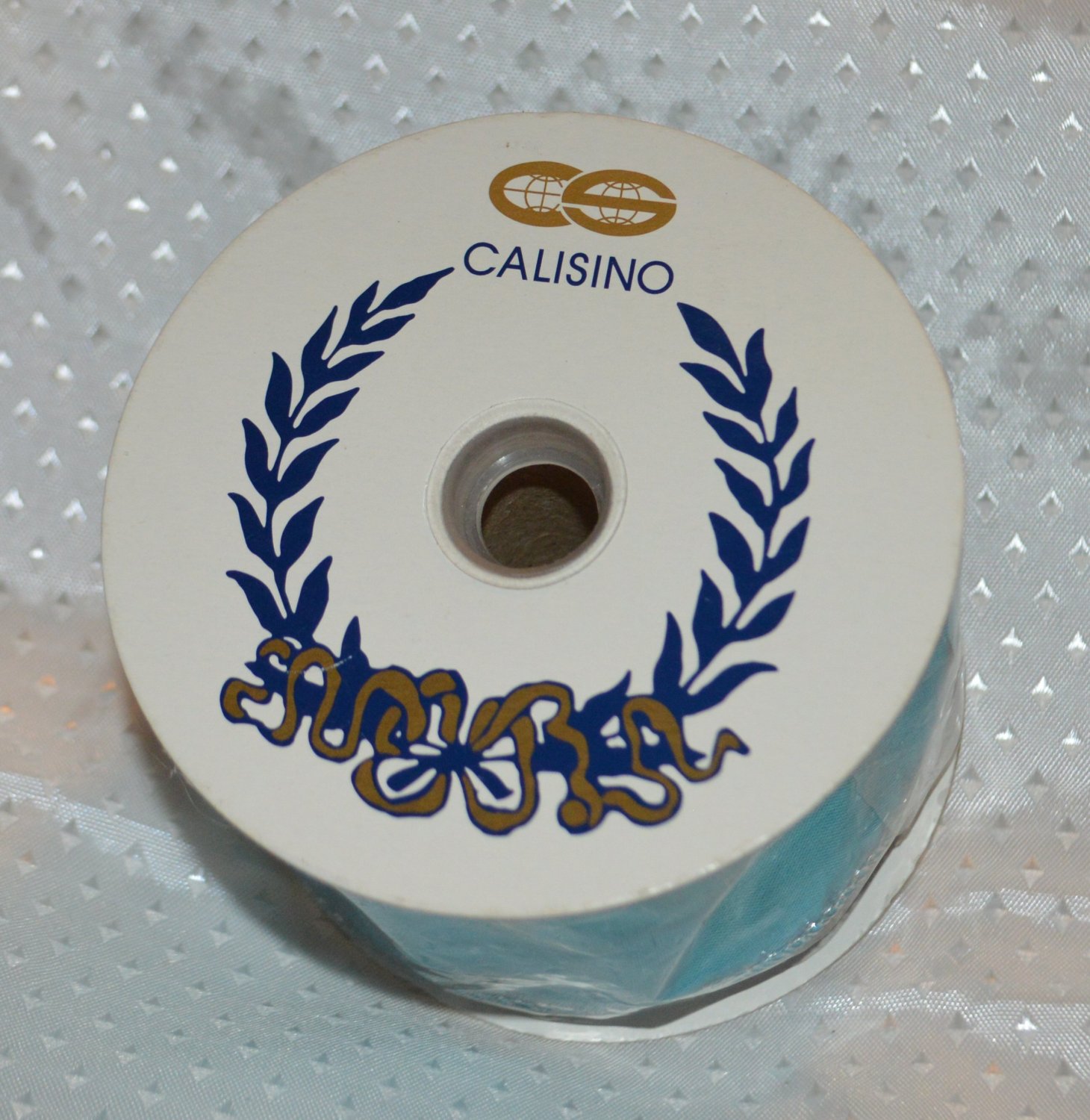 Holiday Ribbon Calisino metallic Blue Wire Edge Ribbon 8 - 10yrds