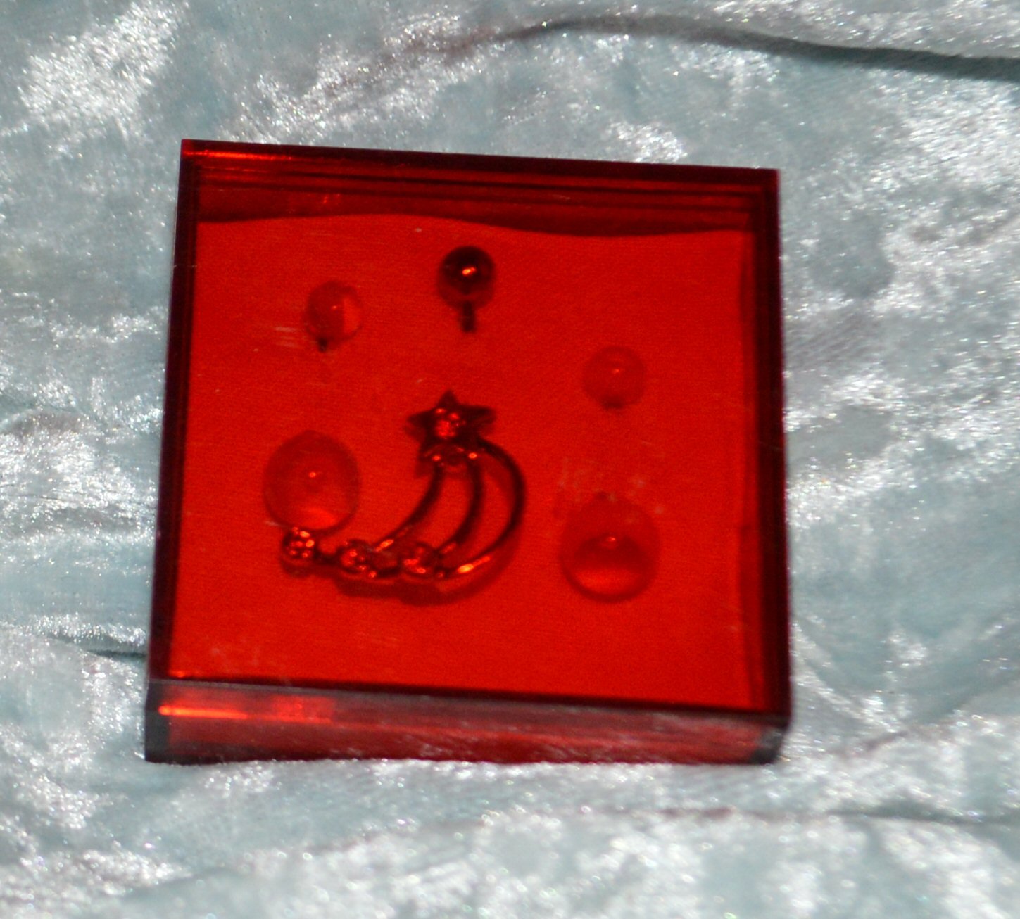 Red Crystal Shooting Star Red & Red White Acrylic Belly Ring