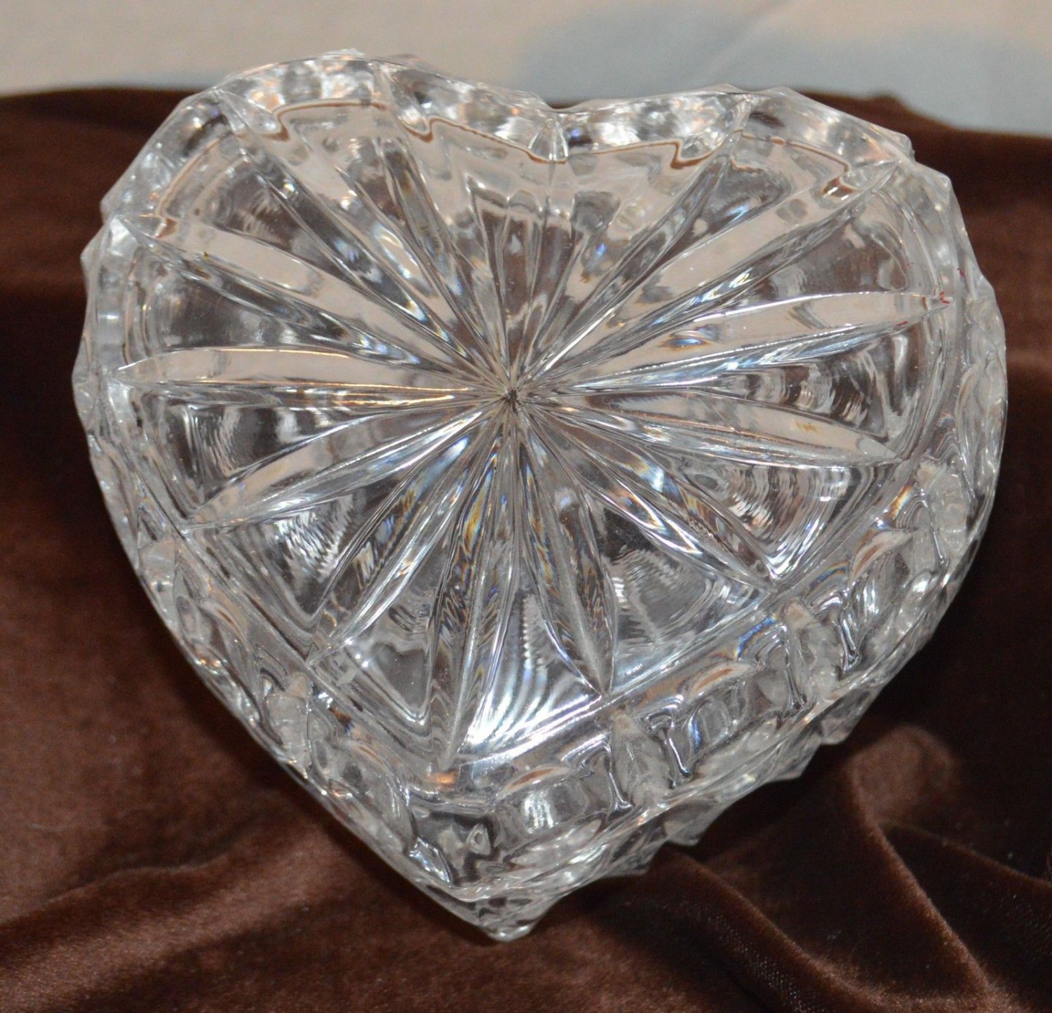 Clear Crystal Glass Heart shaped Trinket Box