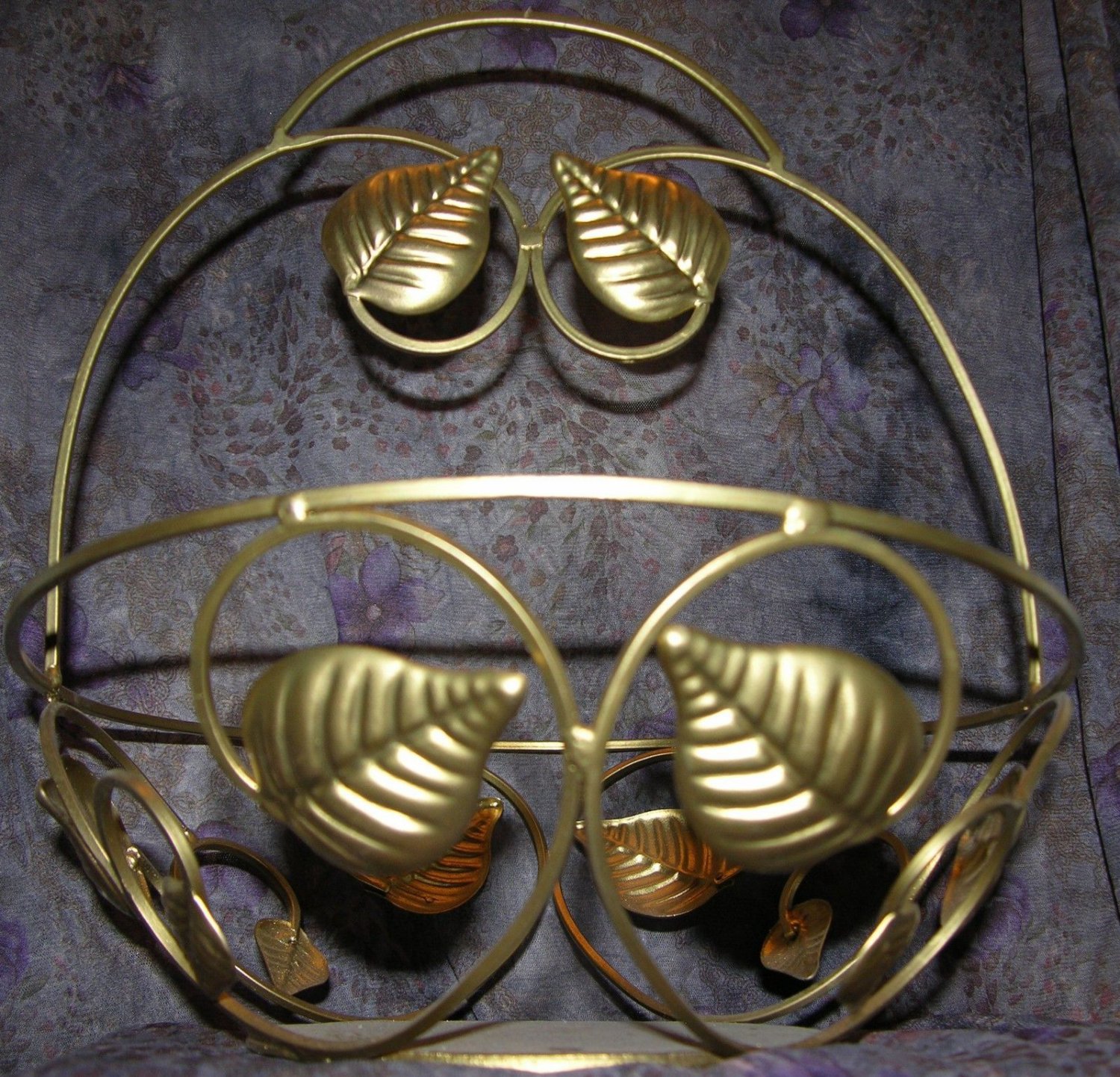 * Brass Tone Basket Leaf and Vine Design in Swirls
