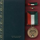 Kuwait Liberation medal in US case with ribbon bar and lapel pin