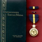 US Navy and Marine Distinguished Service medal in case with ribbon bar and lapel pin