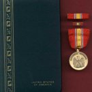 US National Defense Service Award medal in case with ribbon bar and lapel pin