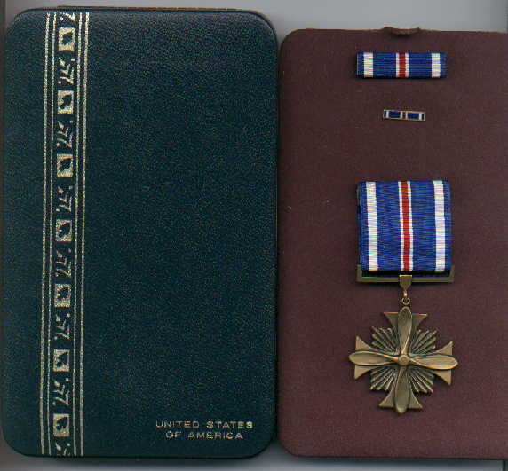 Distinguished Flying Cross medal in case with ribbon bar and lapel pin