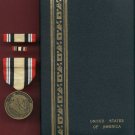 Iraq Campaign medal in case with ribbon bar and lapel pin