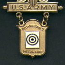 US Army Distinguished Pistol shot badge in gold US Army Distinguished Pistol shot badge in gold