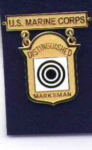 USMC Marine Corps Distinguished Marksman Rifleman Badge In Gold