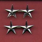 Pair of Two star general rank insignia 1/2 size badges silver colored Pair of Two star general rank insignia 1/2 size badges silver colored