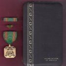 Navy and Marine Achievement medal in case with ribbon bar and lapel pin Navy and Marine Achievement medal in case with ribbon bar and lapel pin