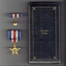 WWII Vintage Genuine Silver Star Award medal in case with ribbon bar and lapel pin WWII Vintage Genuine Silver Star Award medal in case with ribbon bar and lapel pin