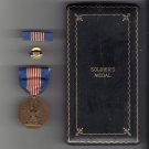 WWII Soldiers medal for Valor in case with ribbon bar and lapel pin
