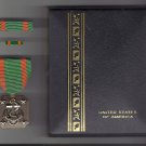 US Navy and Marine Corps Achievement Award medal in case with ribbon bar and lapel pin