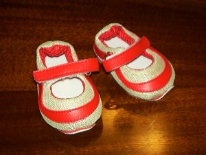 Red Mary Jane one-strap sneakers from Monique trading Corp. for 18" American Girl style Dolls