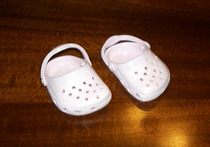 Light pink mini krocs from Monique trading Corp. for 18" American Girl style Dolls