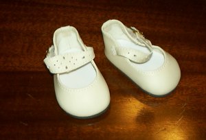 Light cream splendid ankle strap shoes from Monique trading Corp. for 18" American Girl style Dolls