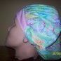 Green butterfly boufant scrub hat