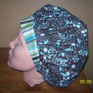 Brown and Blue bouffant scrub hat