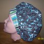 Brown and Blue bouffant scrub hat