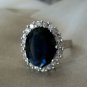 Womens Blue Quartz & White Topaz Cocktail Ring