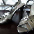 Strappy Slingback Metallic Pewter Sandals