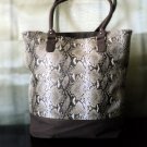 Snake Print Tote With Canvas Trim Snake Print Tote With Canvas Trim
