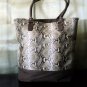 Snake Print Tote With Canvas Trim