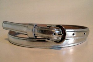 Slim Metallic Silver Belt