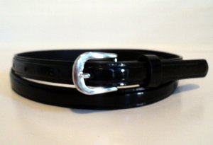 Slim Black Patent Belt