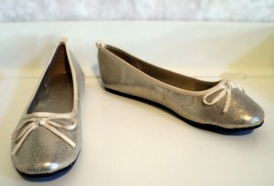 Gold Metallic Bow Ballet Flats
