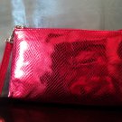 Red Metallic Snake Embossed Wristlet Clutch