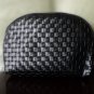 Faux Leather Woven Cosmetic Bag