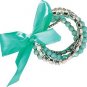 Aqua & White Bead & Rhinestone Bracelet Set of 5