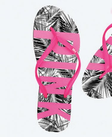 Victoria's Secret Pink Wild Palm Print Flip Flops