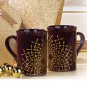 Coffee Mugs Set of 2, Purple/Gold