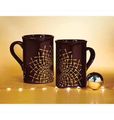 Coffee Mugs Set of 2, Purple/Gold
