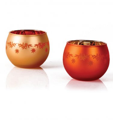 Frosted Glass Candle Holders Set of Two