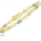 Blue Topaz Genuine Diamond Accent Bracelet Gold-Plated Sterling Silver Blue Topaz Genuine Diamond Accent Bracelet Gold-Plated Sterling Silver