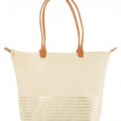 Shimmer Stripe Accent Canvas Tote With Detachable Accessories Pouch