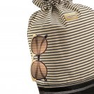 Striped Canvas Drawstring Backpack Tote