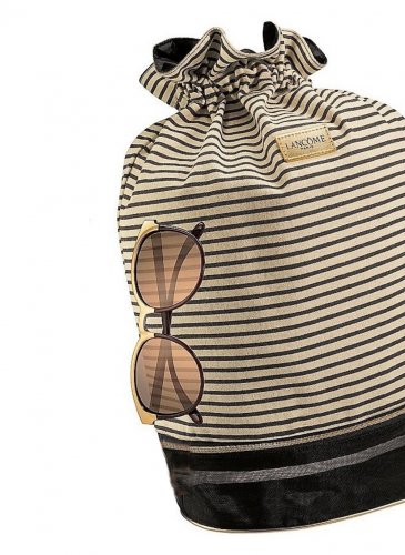 Striped Canvas Drawstring Backpack Tote
