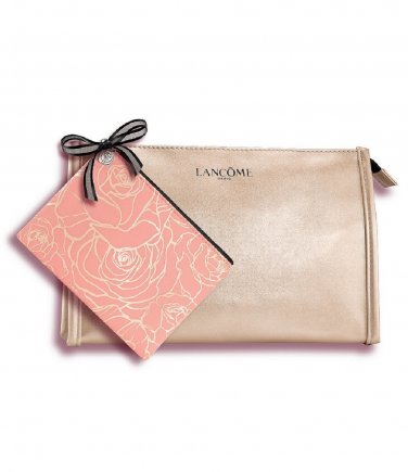 Lancome Bronze & Pink Cosmetic Bags Set of 2