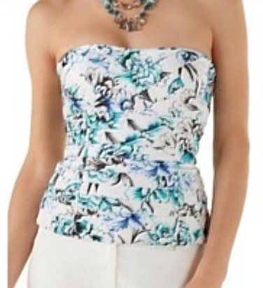 White House Black Market Blooming Seaside Floral Bustier Top